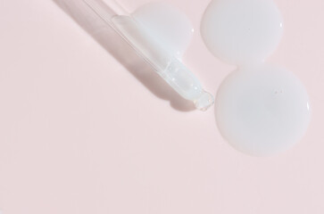 White cosmetic product. Face serum or cleanser gel or body moisturizing gel. Copy space