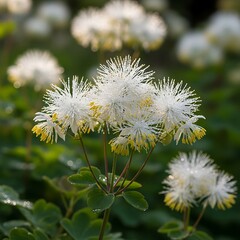 Delicate Meadow Rue Flowers in Bloom - A Close-Up.