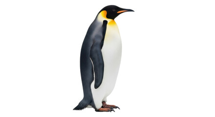 Isolated Emperor Penguin standing still with a serious expression in studio photography