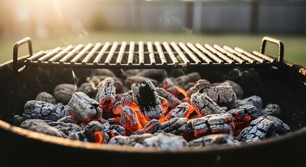 Glowing Embers - A Charcoal Grill Ready for Cooking.