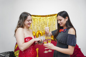 New Year's Eve celebration with friends and champagne