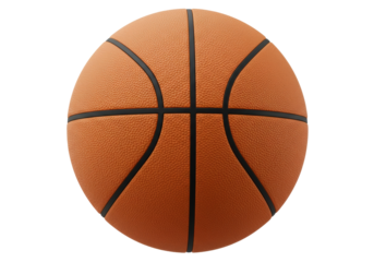 Orange basketball isolated on a clean backdrop, sports equipment for training and competitive play in PNG format