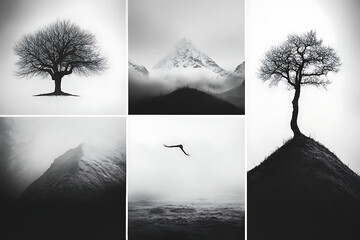 Epic Black and White Landscapes &ndash; Collage of Monochrome Nature.