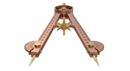 Isolated antique brass proportional divider measures distances on maps & drawings precisely