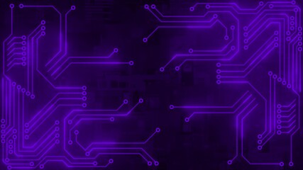 Purple color abstract shapes forming cyberspace glowing circuit board design digital loop able technology background - Powered by Adobe
