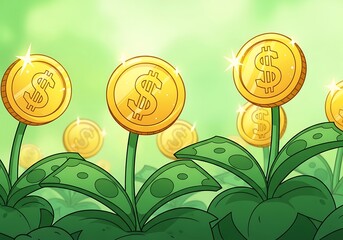 Money Tree Garden - Growing Wealth and Financial Prosperity Concept.