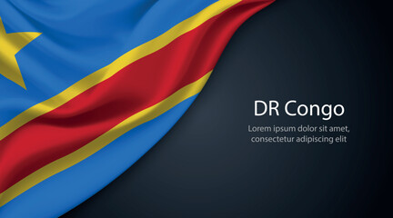 Fototapeta premium DR Congo national flag with smooth fabric texture background