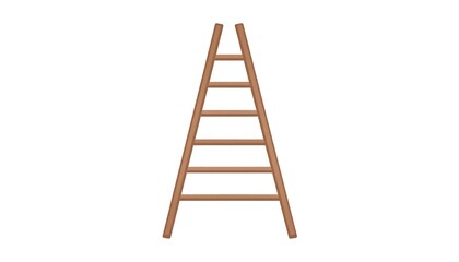 A simple wooden ladder, depicted from a front-facing perspective against a clean white backdrop, appearing ready for climbing