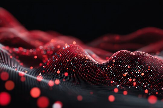 Rendering 3D dynamic red wave dot background