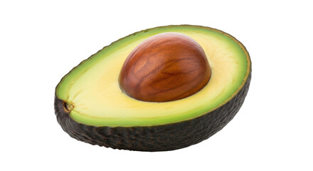Isolated, avocado half with pit, fruit with healthy fat, nutritious food, delicious ingredient