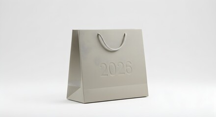 Gray paper texture forms simple shopping bag mockup with soft lighting, ideal for product showcase, branding, and poster designs.