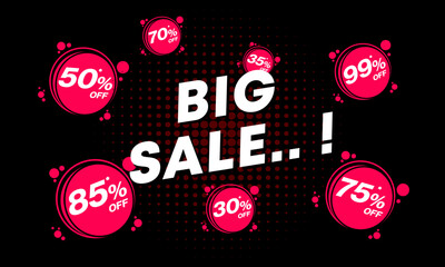 Big sale poster promotion background with multiple discount tag value