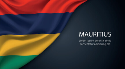 Mauritius national flag with smooth fabric texture background