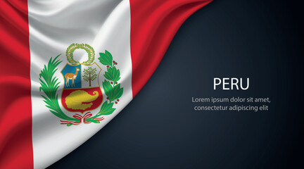 Obraz premium Peru national flag with smooth fabric texture background