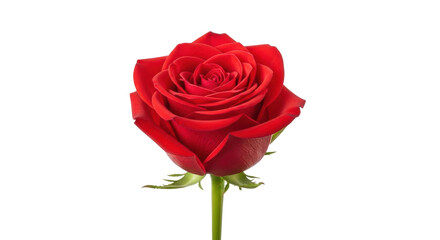 Isolated red rose flower in full bloom, romantic Valentine's Day gift of love and passion