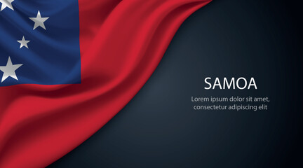 Samoa national flag with smooth fabric texture background