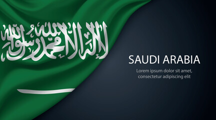 Saudi Arabia national flag with smooth fabric texture background
