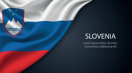 Slovenia national flag with smooth fabric texture background