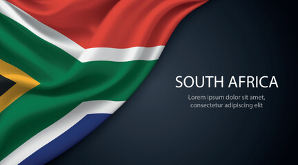 South Africa national flag with smooth fabric texture background