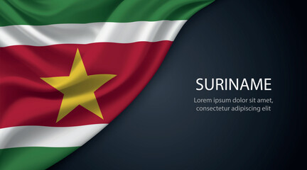 Suriname national flag with smooth fabric texture background