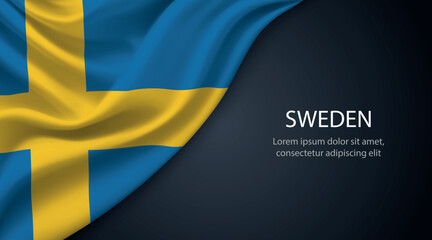 Sweden national flag with smooth fabric texture background © magr80