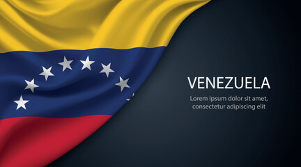 Venezuela national flag with smooth fabric texture background