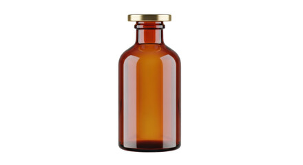 Isolated amber bottle with golden cap for cosmetics, beauty products, oils and tinctures