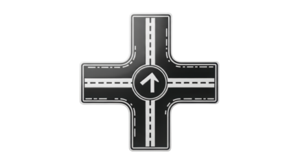 Isolated Intersection sign with a forward arrow to represent traffic flow or navigation design