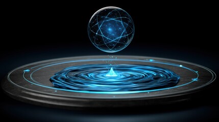 Dynamic energy sphere digital lab 3d visual high-tech environment close-up view quantum concept visualization