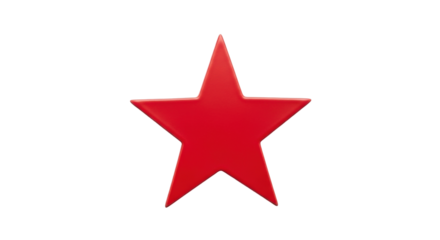 Isolated Red Star Symbol, Emblem, Icon, Shape, Sign with Five Points for Christmas, Army, Award