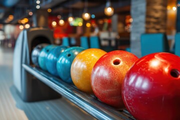 Vibrant Bowling Balls on Sleek Return System