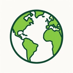 A green illustration of the globe showcasing the continents. The artwork depicts a simplistic, yet easily recognizable representation of planet Earth