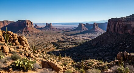 Monument Valley Vista - A Desert Landscape of Iconic Buttes.
