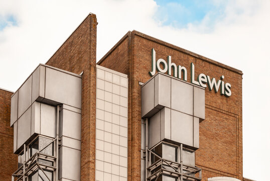 John Lewis logo on a store in Kingston, London, Uk. John Lewis sign.