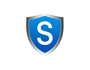 Fototapeta premium Blue shield logo with initial 'S'