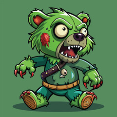 Fototapeta premium Zombie teddy bear cartoon character for halloween and horror themed illustrations