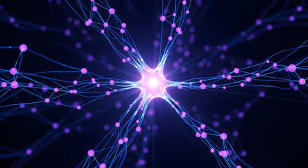 Fototapeta premium Neuron cell network connection brain neural net system artificial intelligence technology background design