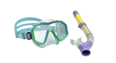 Isolated snorkel gear swimming accessories aquatics recreation summertime beach fun
