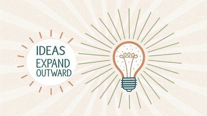 Ideas Expand Outward with Creative Light Bulb Design and Rays