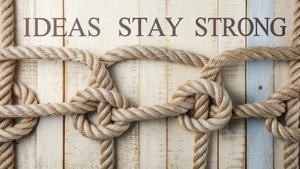 Ideas Stay Strong Decorative Rope Design on Wooden Background