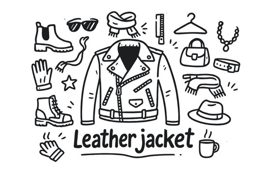 Leather Jacket Doodle. Leather jacket. Hand-drawn doodle illustration of a Leather jacket. In the middle, one