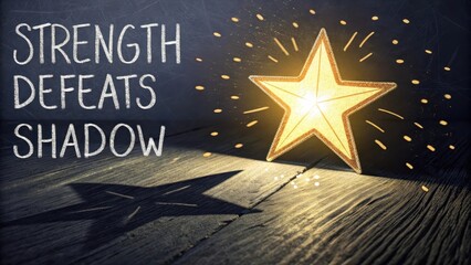 Illuminated Star Symbolizing Strength Overcoming Darkness in the Night