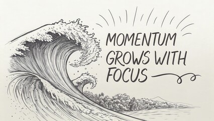Illustrative Wave with Inspirational Quote about Focus and Momentum