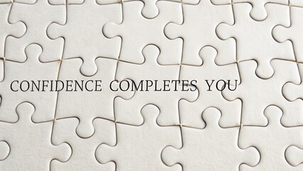 Obraz premium Inspirational Puzzle Quote About Confidence and Self-Completion