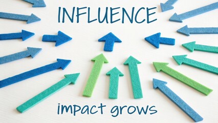 Influence and Impact Growth Concept Visualized with Colorful Arrows