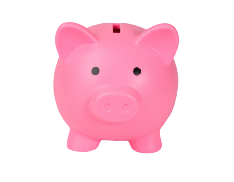 pink piggy bank isolated on transparent background, png