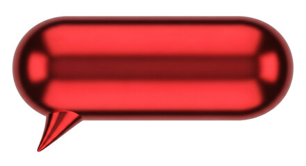 Isolated glossy red speech bubble, message balloon, talking and conversation sign, social media icon