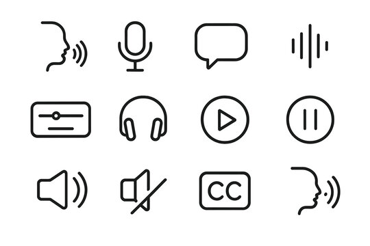 Accessible UI Icons. Accessible user interface (UI) design. Line outline icon set of Accessible user interface