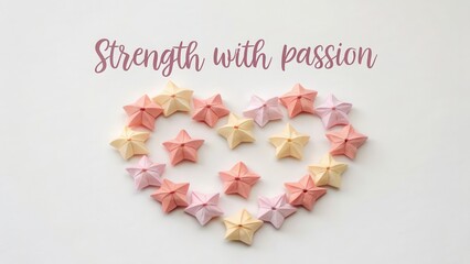 Heart Shape of Colorful Origami Stars with Inspirational Quote