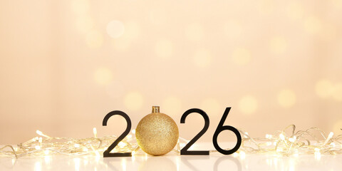 Golden Ornament. Elegant decoration for New Year 2026.